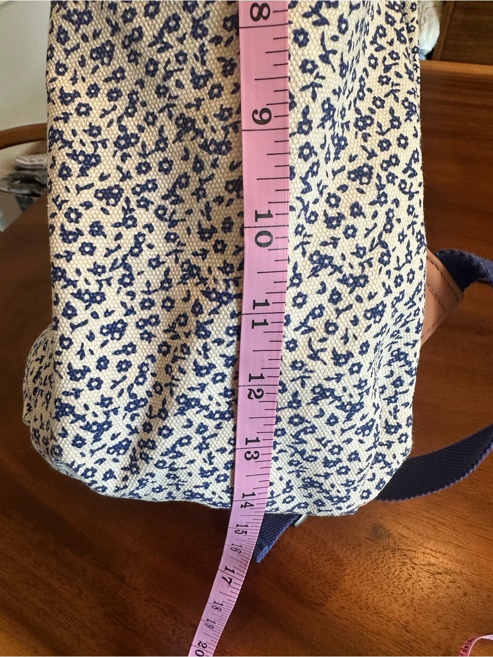 Floral Canvas Tote Backpack or baby bag with Tan Faux Leather Handles - Picture 7 of 7